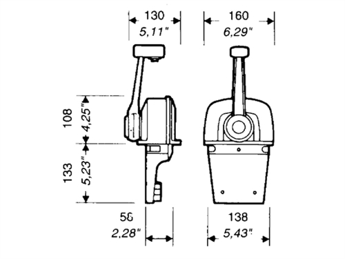 Ultraflex B73 motorbediening topmontage enkel, zwart - 00012773 02 small - 00012773