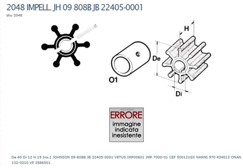 Technautic Impeller 7402 + Inbussleutel - B40xH19 As 12 Bout 6-Blads - 00270402 02 small - 00270402
