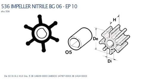 Technautic Impeller 7414 - B32xH12,5 As 8,1 Enkel Plat 6-Blads - 00270414 02 small - 00270414
