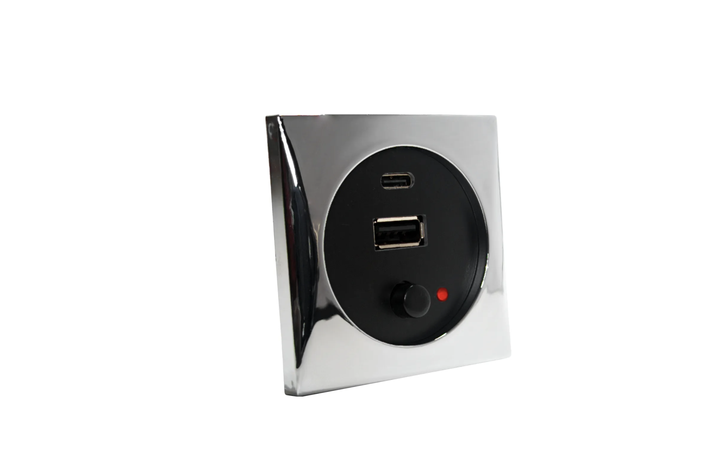 B&aring;tsystem USB-A en USB-C socket, lader, chroom 5V/3A - 00308842 01 - 00308842