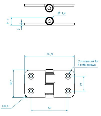 Roca frictiescharnier 449109 Pen boven,38x70mm - 00308924 02 small - 00308924