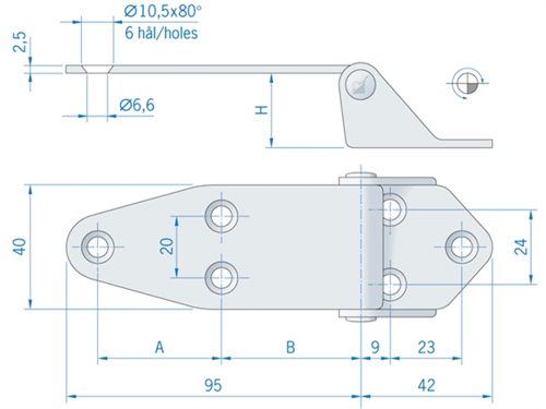 Roca hoekscharnier RVS 137 x 40 mm 441732 - 00309175 2 - 00309175
