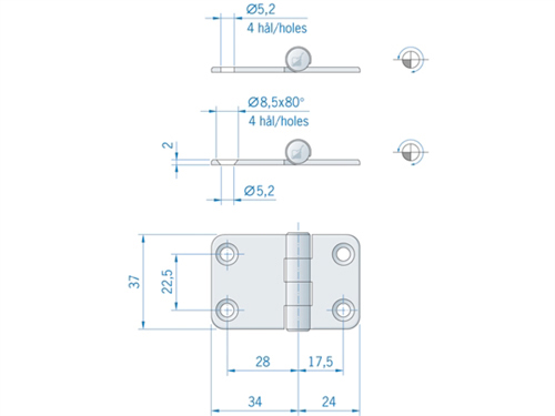 Roca vlakscharnier met ronde hoeken RVS 58 x 37 mm 441550 - 00309195 3 - 00309195