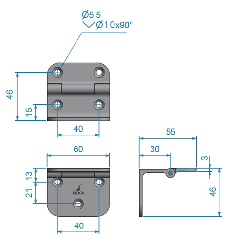 Roca Rakego scharnier zwart geanodiseerd - 388001 - 00309219 02 small - 00309219