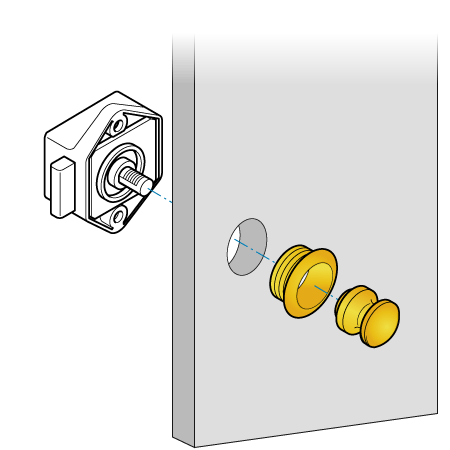 Slot, Chroom kunststof huis 28 x 35 mm - 00309281 03 - 00309281