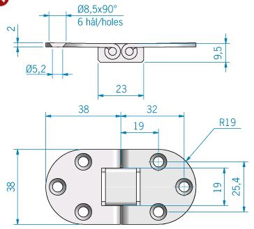 Roca tafelbladscharnier RVS 76 x 38 440401 - 00309334 02 small - 00309334