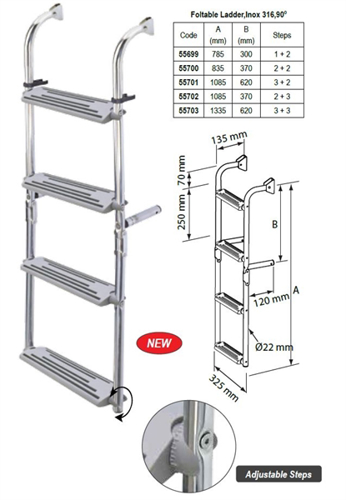 NR RVS Zwemtrap kantelbaar spiegelmontage 1 + 2 treden, 785 mm - 00599353 01 small - 00599353