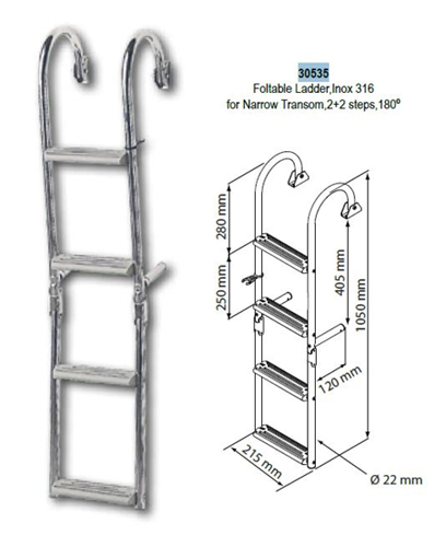 NR RVS Zwemtrap kantelbaar dekmontage small 2+2 treden, 1050 mm - 00599358 02 small - 00599358
