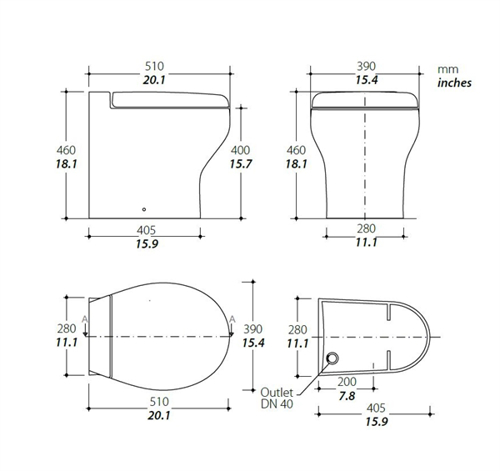 Tecma Silence Plus 2G, 230V, Hoog, Poly B+D, All-In-One 2-knops SFT, solenoid - 12111152 02 small - 12111152