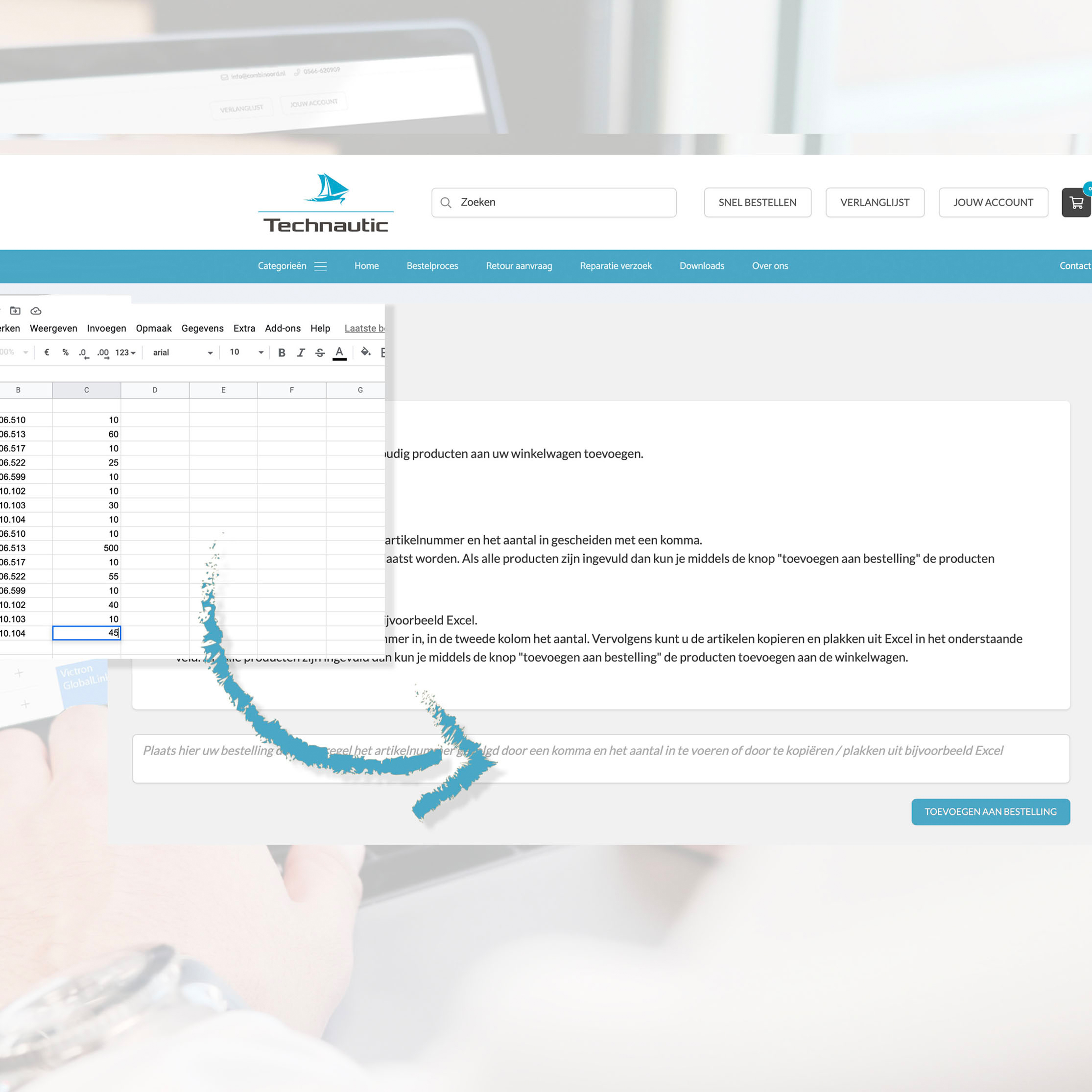 Werking Technautic webshop Snel bestel